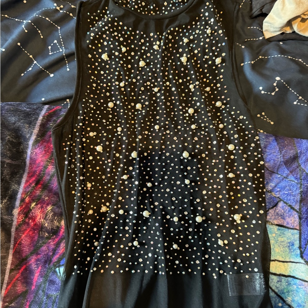 Black studded body suit